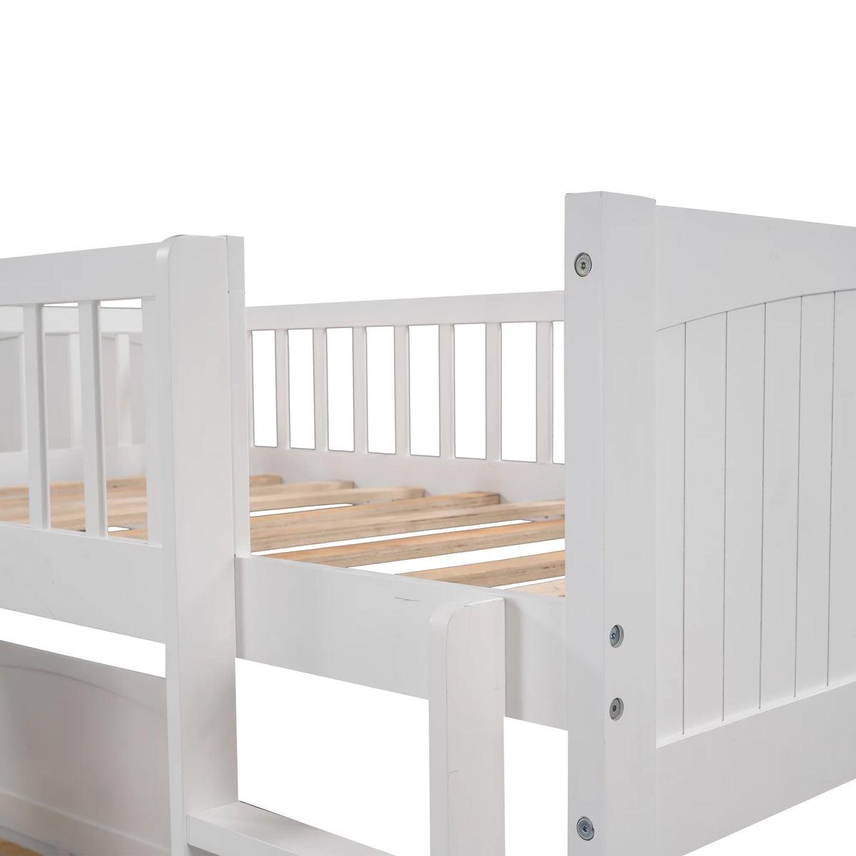 Twin Size L-Shaped Wood Triple Bunk Bed with Drawers F630