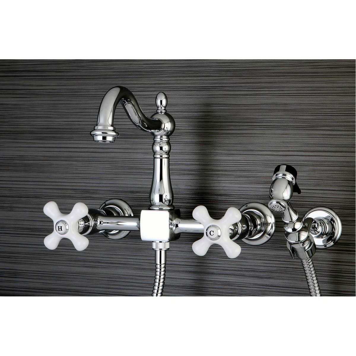 Oil Rubbed Bronze Wall Mount Kitchen Faucet with Brass Sprayer W359
