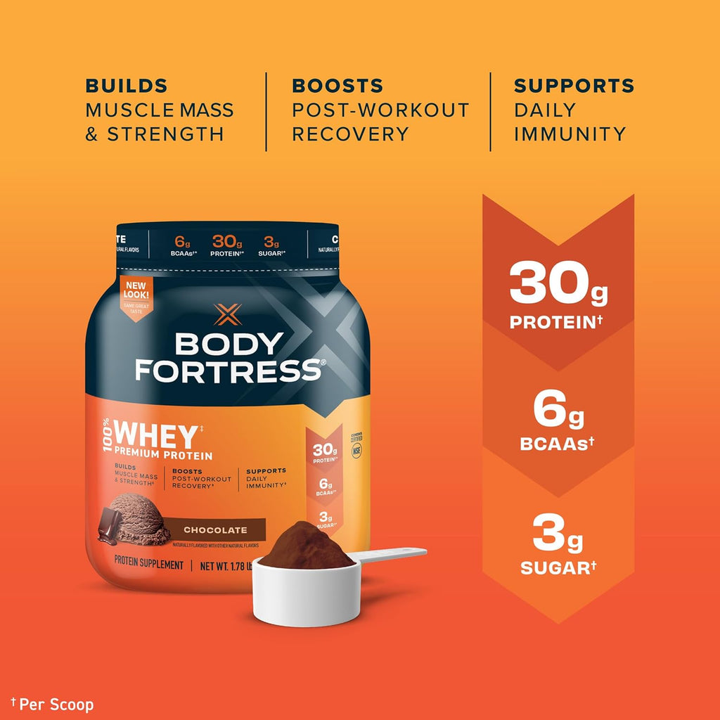 Chocolate Whey Protein Powder 1.78lbs and Chocolate Peanut Caramel Protein Bars 12 Count 1.76oz I73269