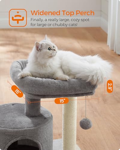 Light Gray Cat Tree Tower with Sisal Scratching Post I712437
