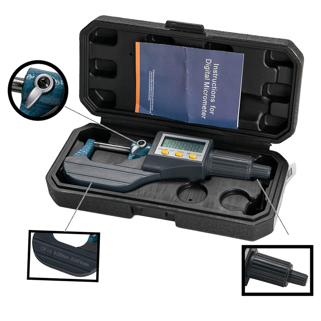 Digital Electronic Display Micrometer 0-1 / 0-25mm Gauge 0.00004 / 0.001mm Thickness Measuring Tools T188