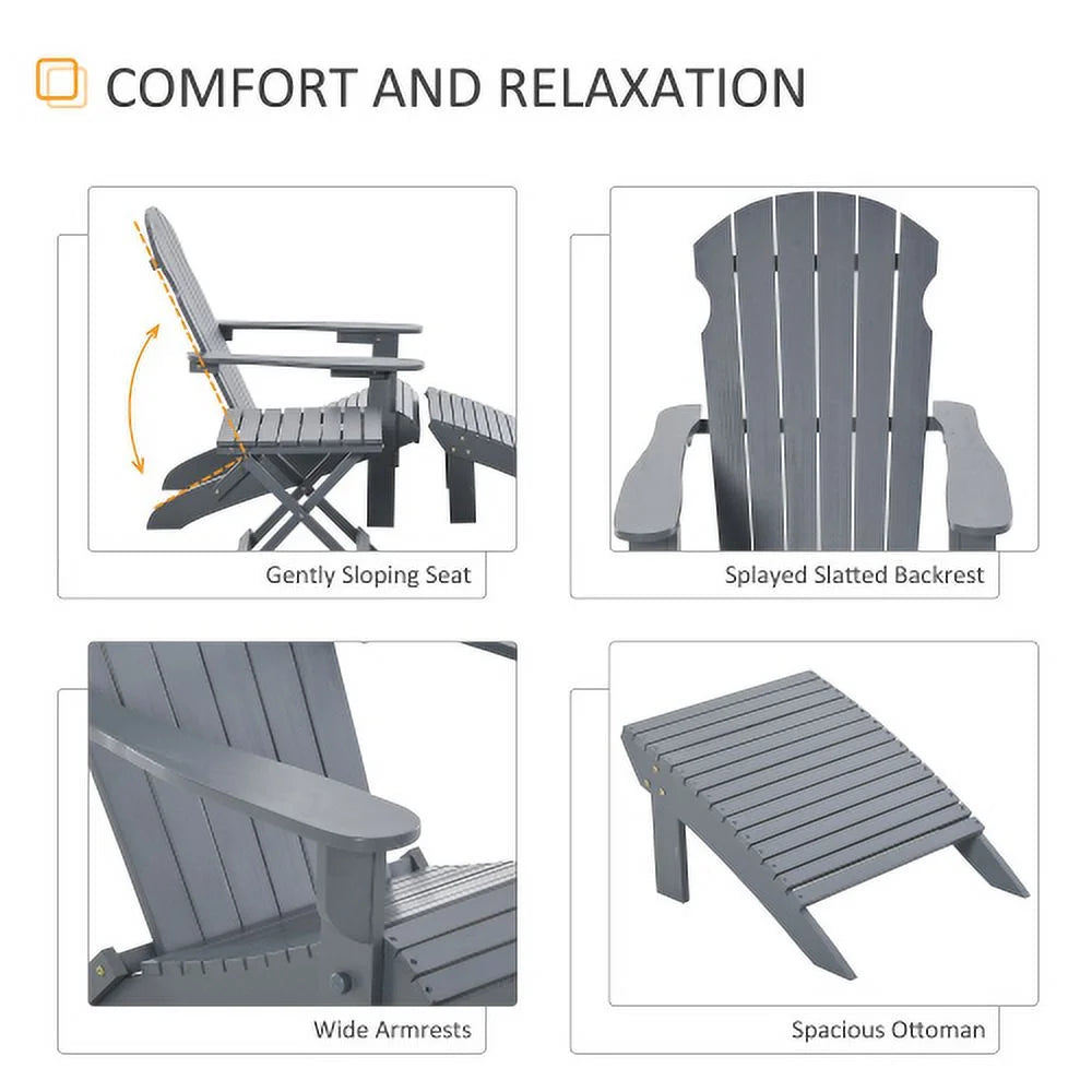 Folding Adirondack Chair with Ottoman and Side Table P373272