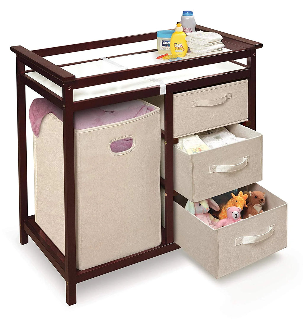 Cherry Changing Table with Three Baskets & Hamper Z6046