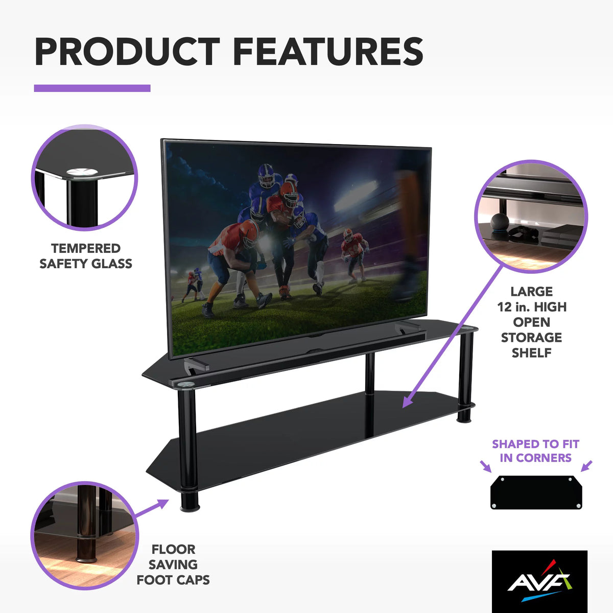 Black Glass TV Stand F355