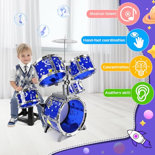Kids Jazz Drum Set with Stool C8090