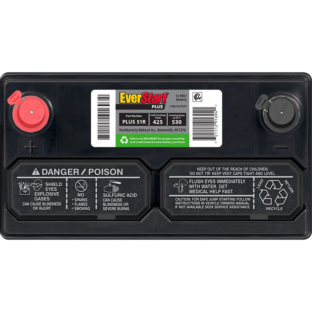 Lead Acid Automotive Battery Group Size 51R 12 Volt 425 CCA H138