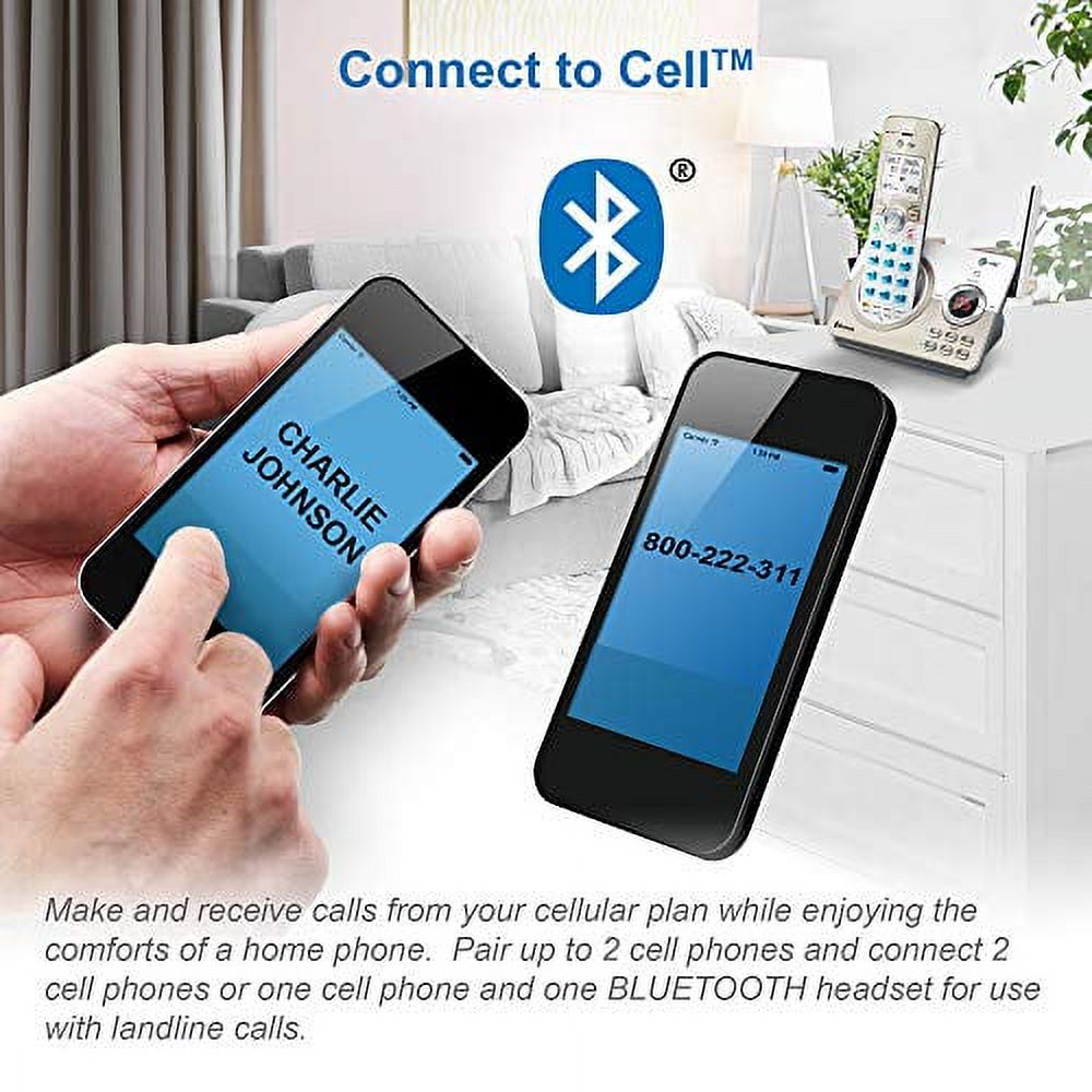 White/Champagne DECT 6.0 Expandable Cordless Phone System with Digital Answering System V201
