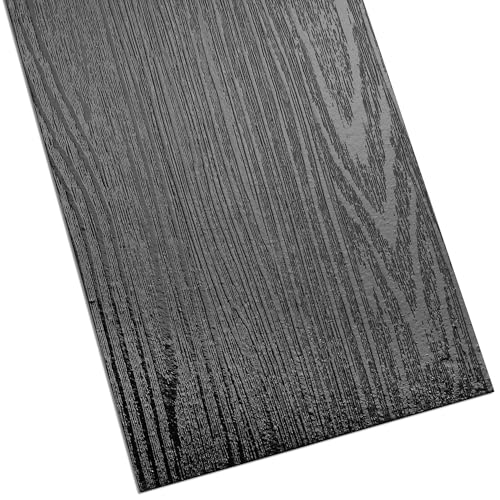 Black Peel and Stick Vinyl Floor Tile 18-Planks 6x36 O500