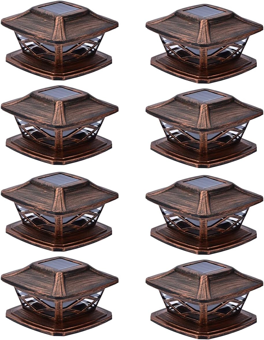 Solar Post Lights Outdoor 2 Modes Waterproof LED Fence Cap Light White 12 Pack T131