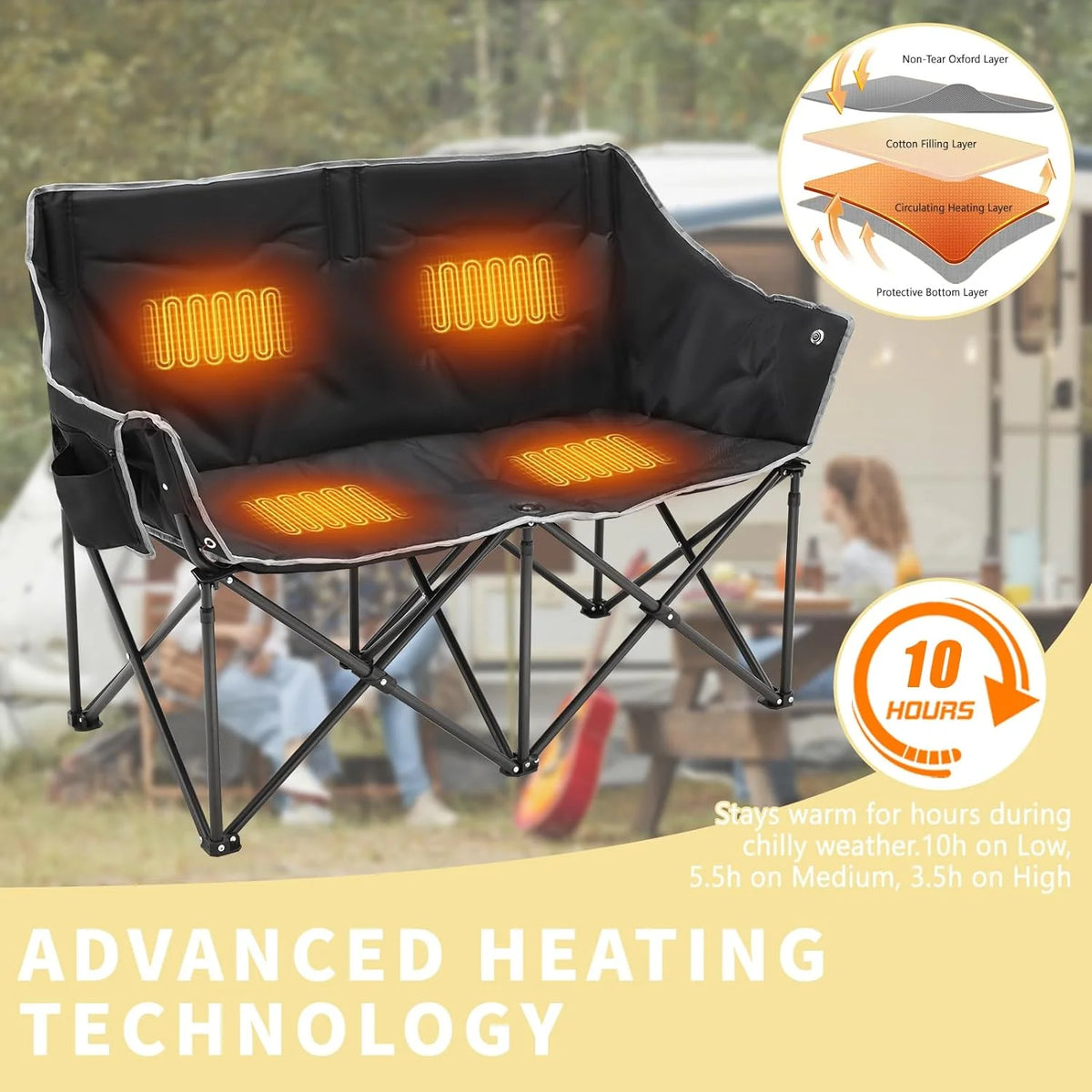 Oversized Heated Two Person Folding Camping Chair Z578425