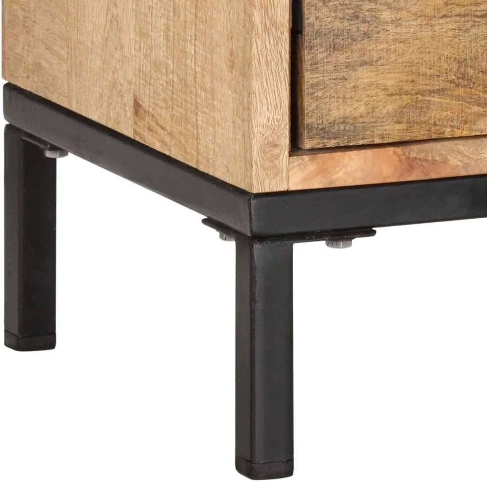 Solid Mango Wood TV Stand with Iron Tube Legs B8165