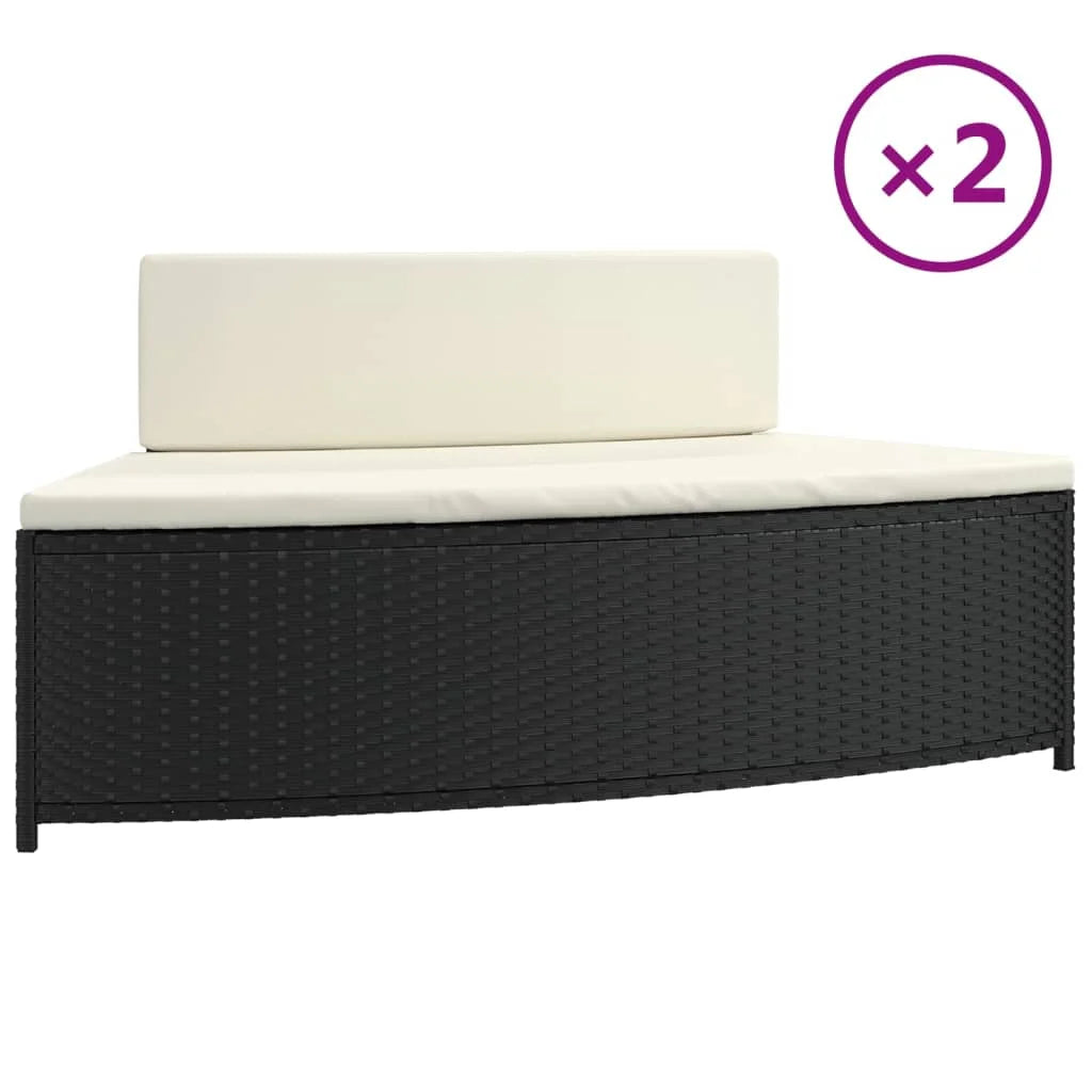 Black Poly Rattan Spa Benches with Cushions 2 pcs Z604281