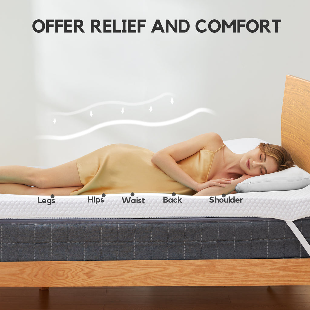 Twin Gel Memory Foam Mattress Topper with Removable Washable Cover R2000