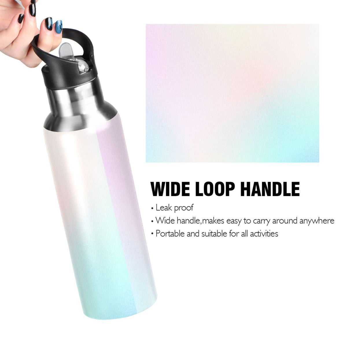20 OZ Stainless Steel Vacuum Insulated Water Bottle with Straw Lid D975