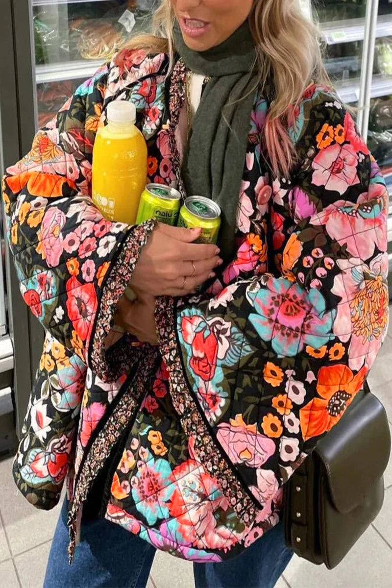 Floral Patchwork O Neck Outerwear H4570