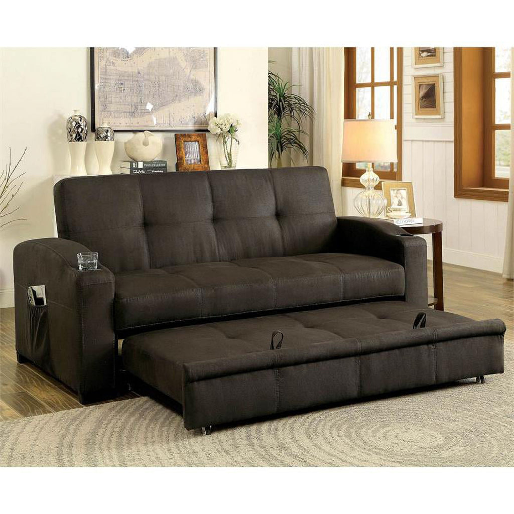Brown Fabric Convertible Sofa W428065
