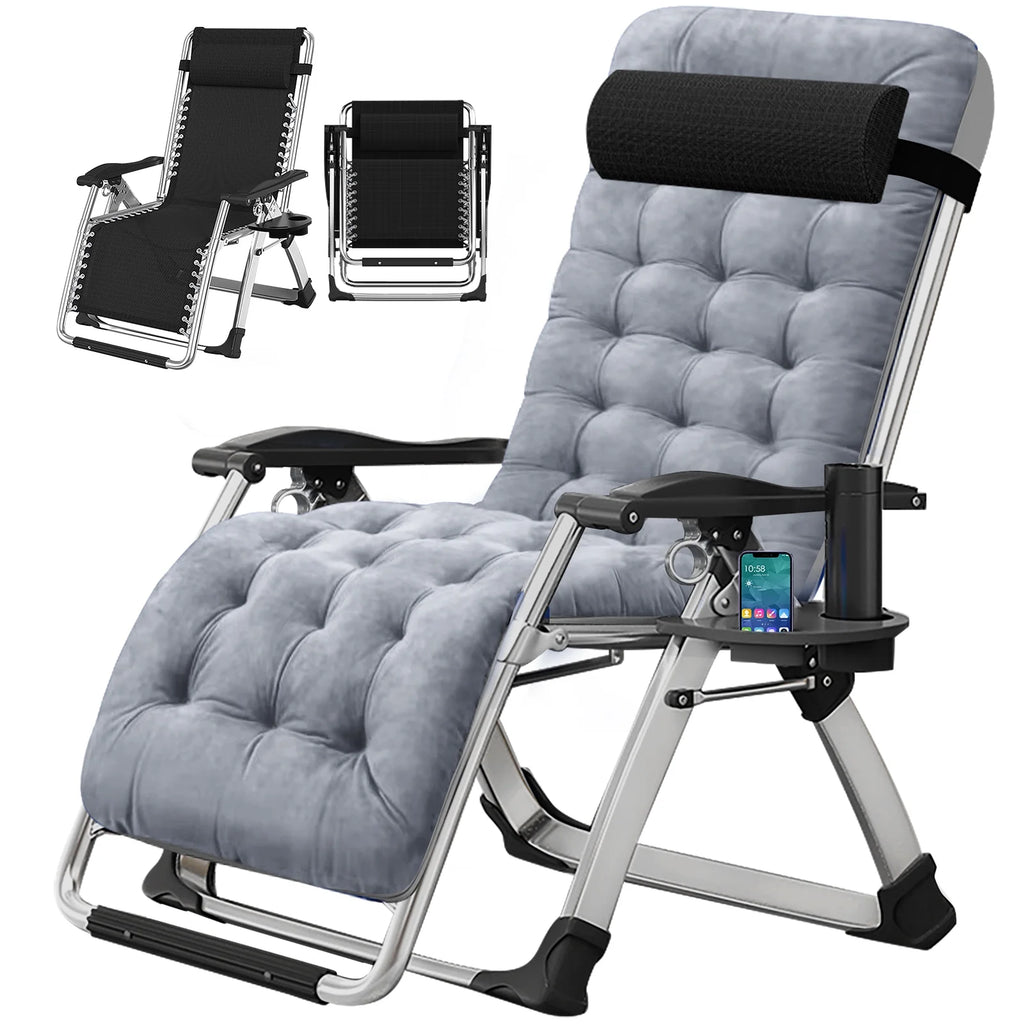 XL Zero Gravity Folding Reclining Lounge Chair with Cushion & Tray J7004