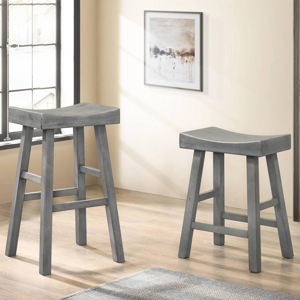 Set of 2 Antique Gray Counter Height Barstools S6291