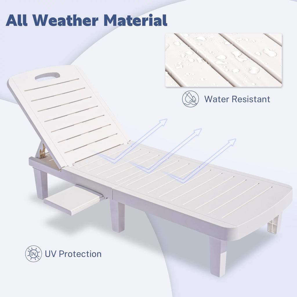 2 Pieces Patio Chaise Lounge Set with Side Table, White I708972
