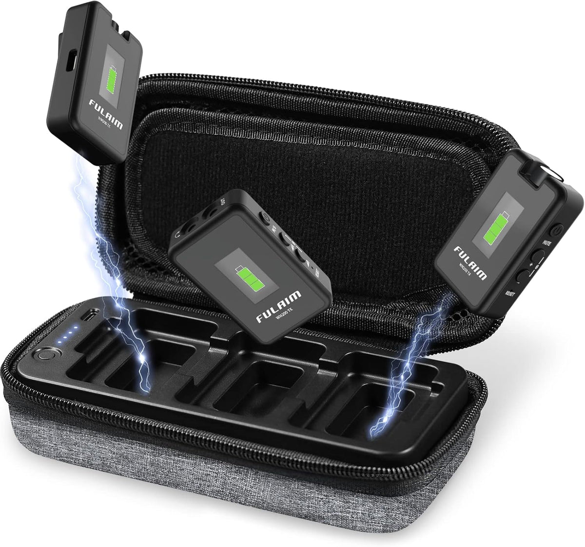 Wireless Lavalier Microphone with Charging Case, 2.4G Compact Dual-Channel Lapel Mic System E44618