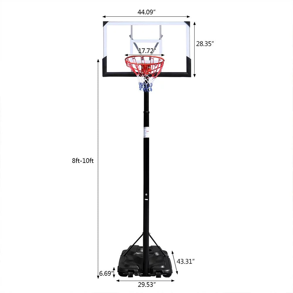 Portable Basketball Hoop with Wheels and Shatterproof Backboard P276032