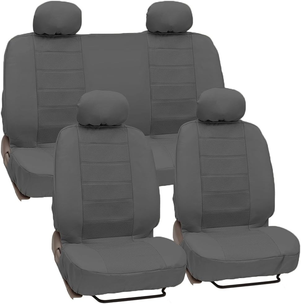 Black Leatherette Car Seat Cover Set N28936