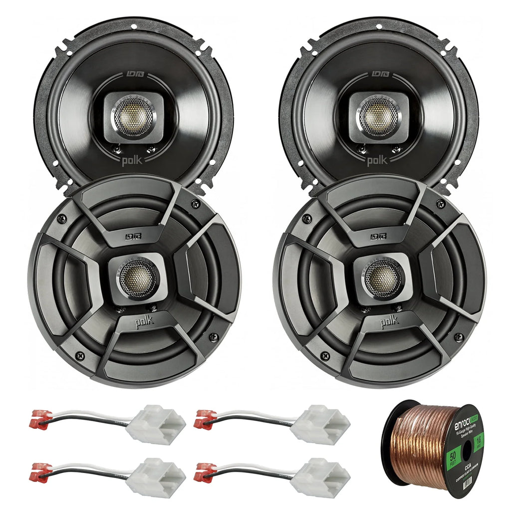 4x 6.5 300W 2 Way Coaxial Speakers, 4x Speaker Harness, 16-Gauge 50 Foot Speaker Wire P546