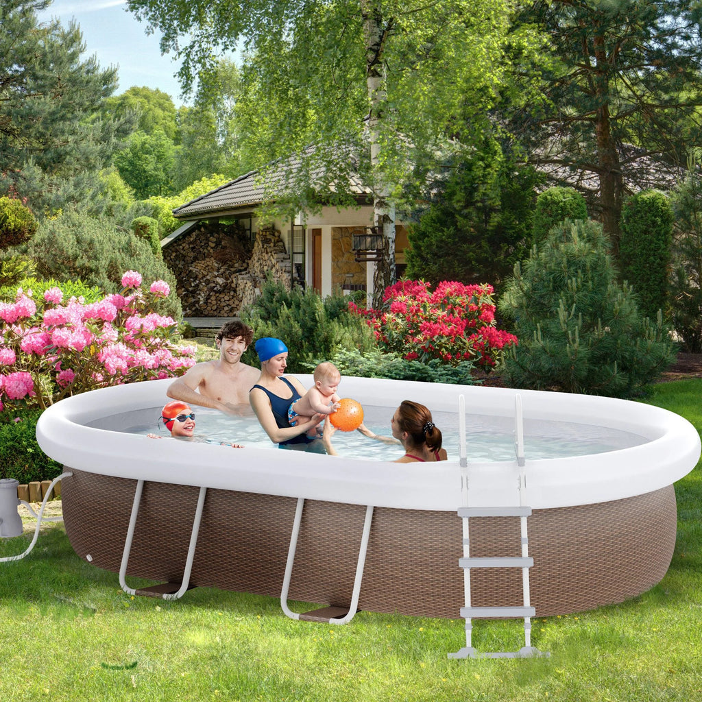 Brown Semi-Inflatable Frame Swimming Pool T871