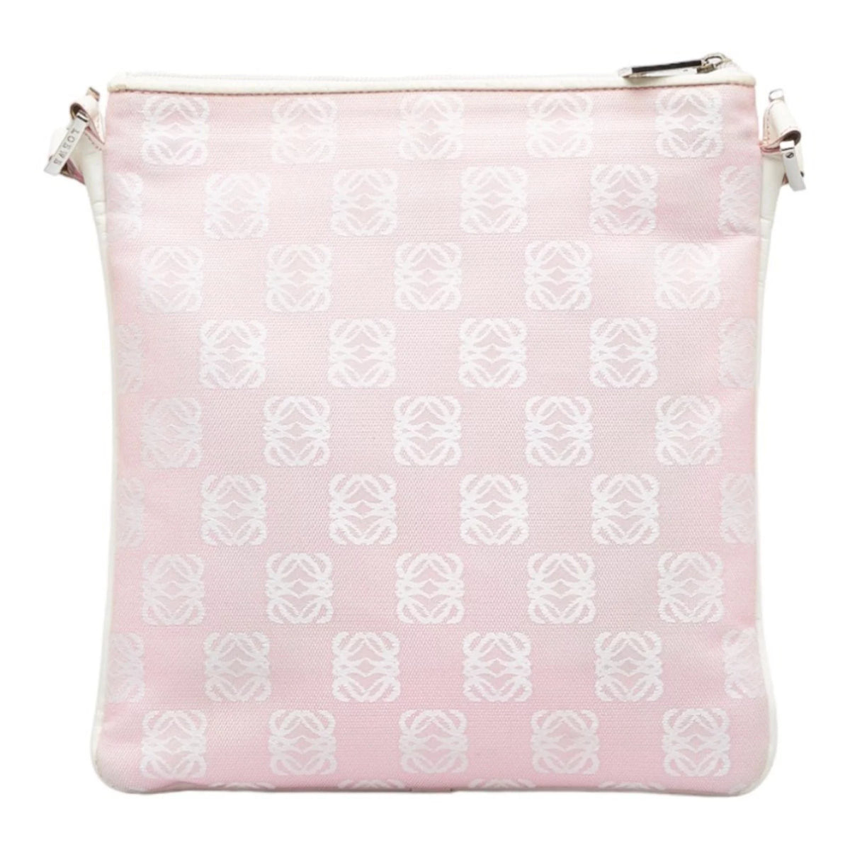 Pre-Owned Pink White Canvas Leather Shoulder Bag N370975