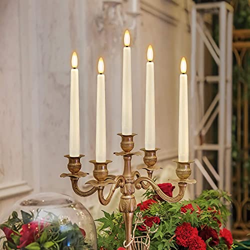 4PCS Battery Operated 8 Inch Warm White 3D Flame Taper Candles with Remote B151