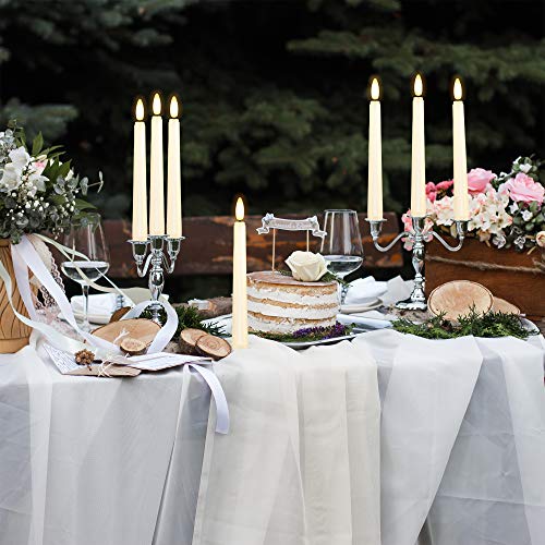 4PCS Battery Operated 8 Inch Warm White 3D Flame Taper Candles with Remote B151