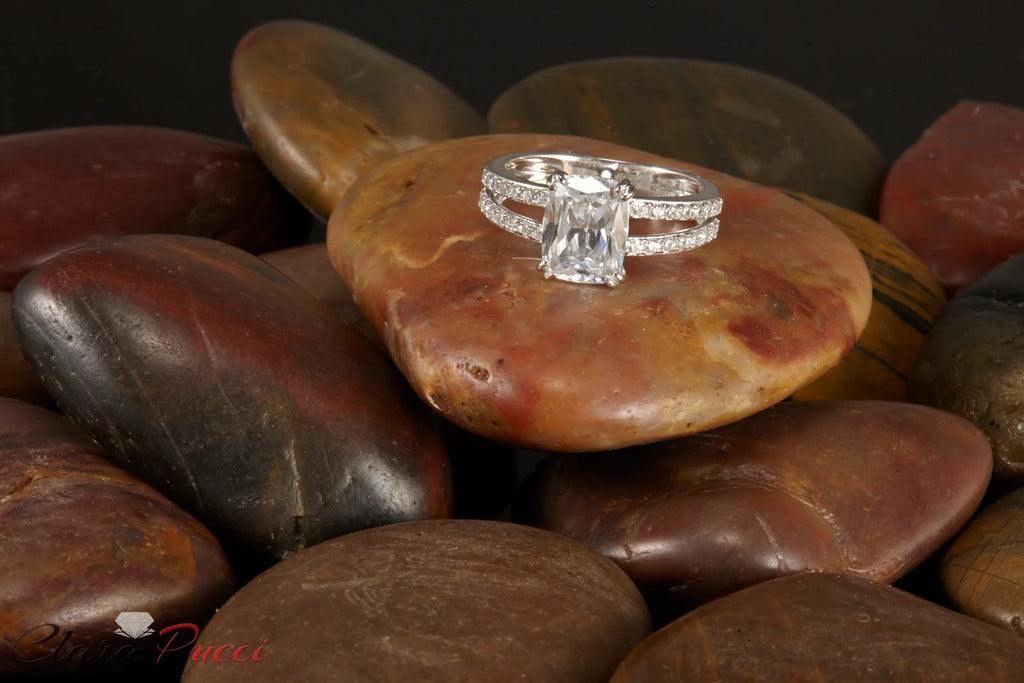 14K White Gold Cushion Cut Cultured Diamond Engagement Ring O153