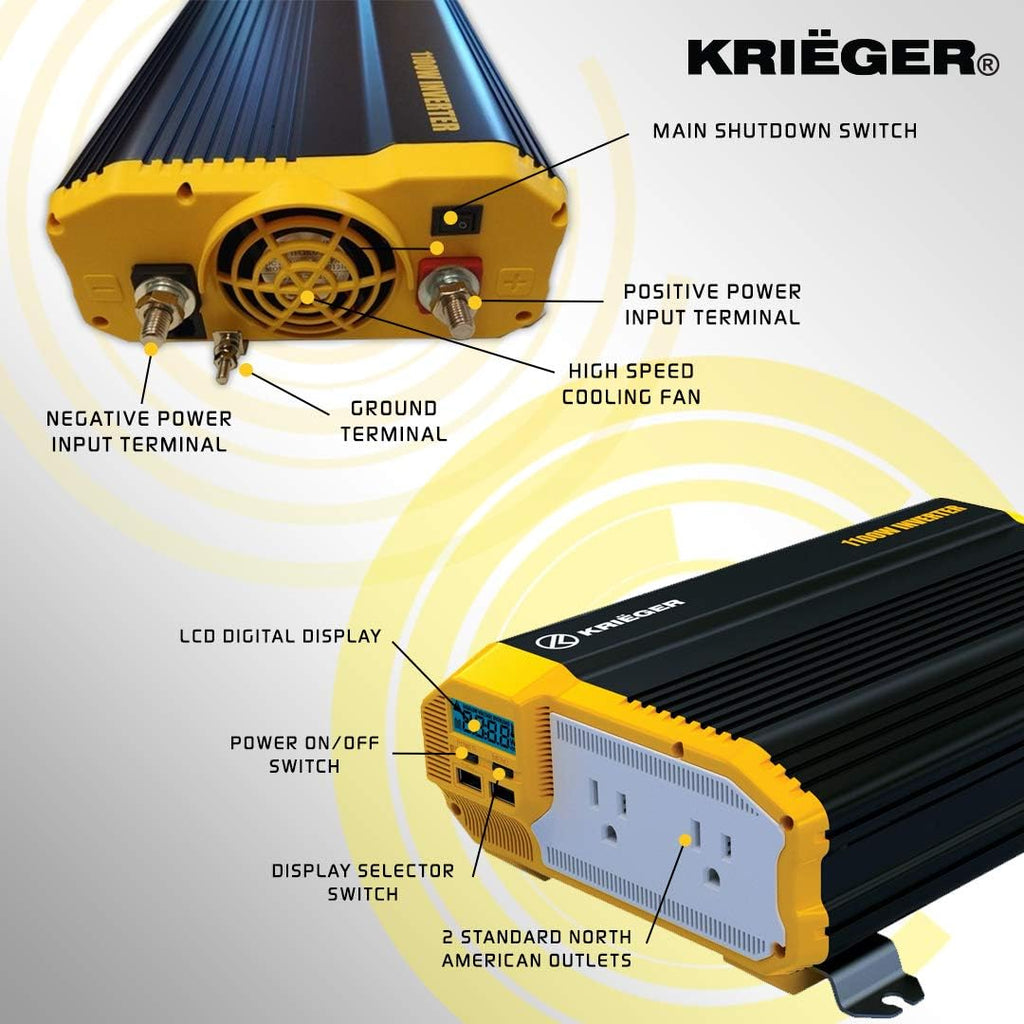 2000 Watts Modified Sine Wave Power Inverter with Dual AC Outlets C5987