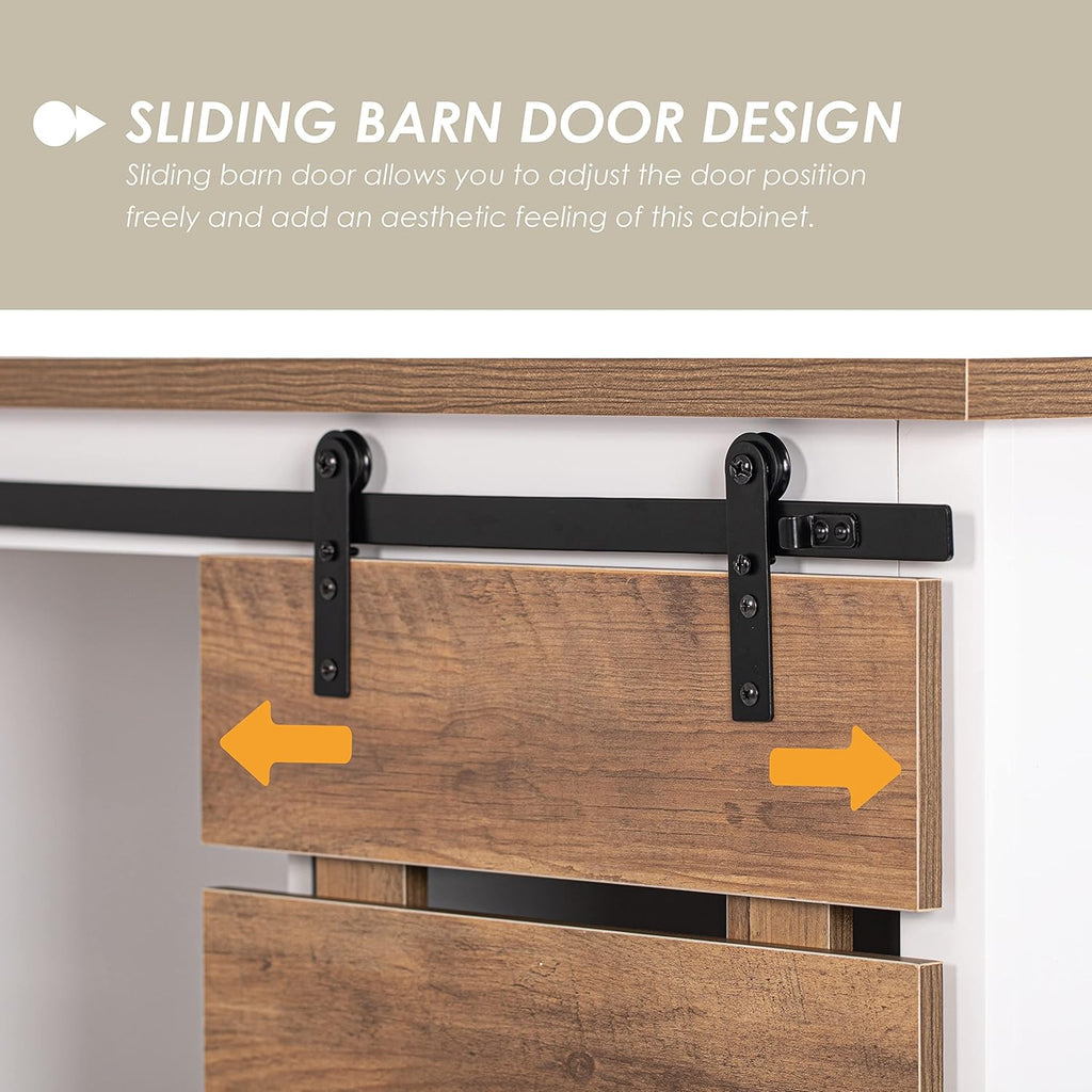 Farmhouse Sliding Slat Door Storage Console with Barn Door H9641