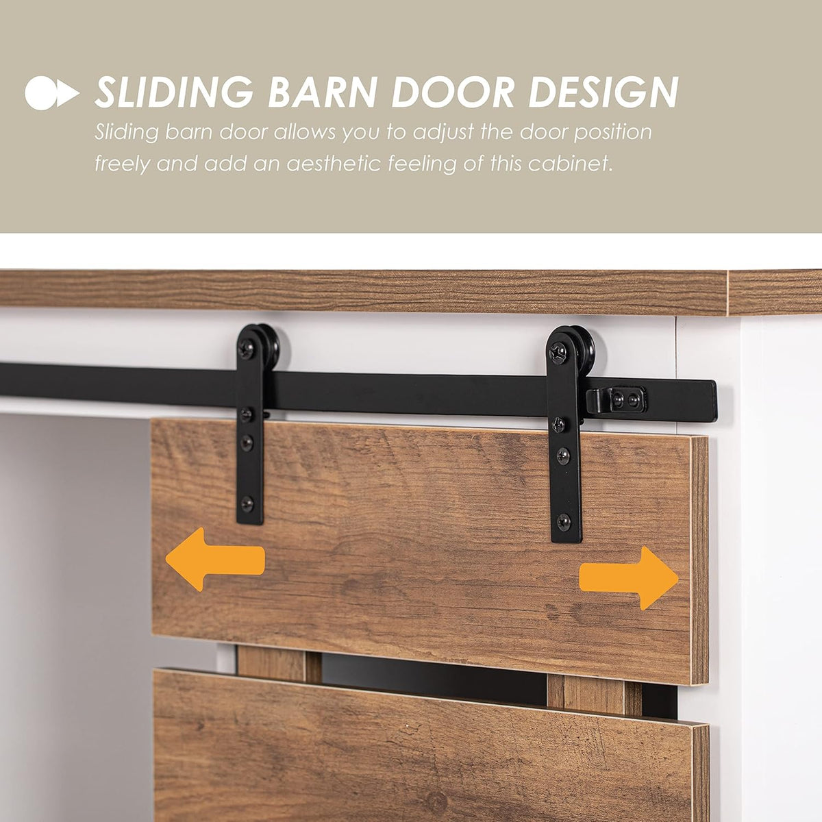 Farmhouse Sliding Slat Door Storage Console with Barn Door H9641