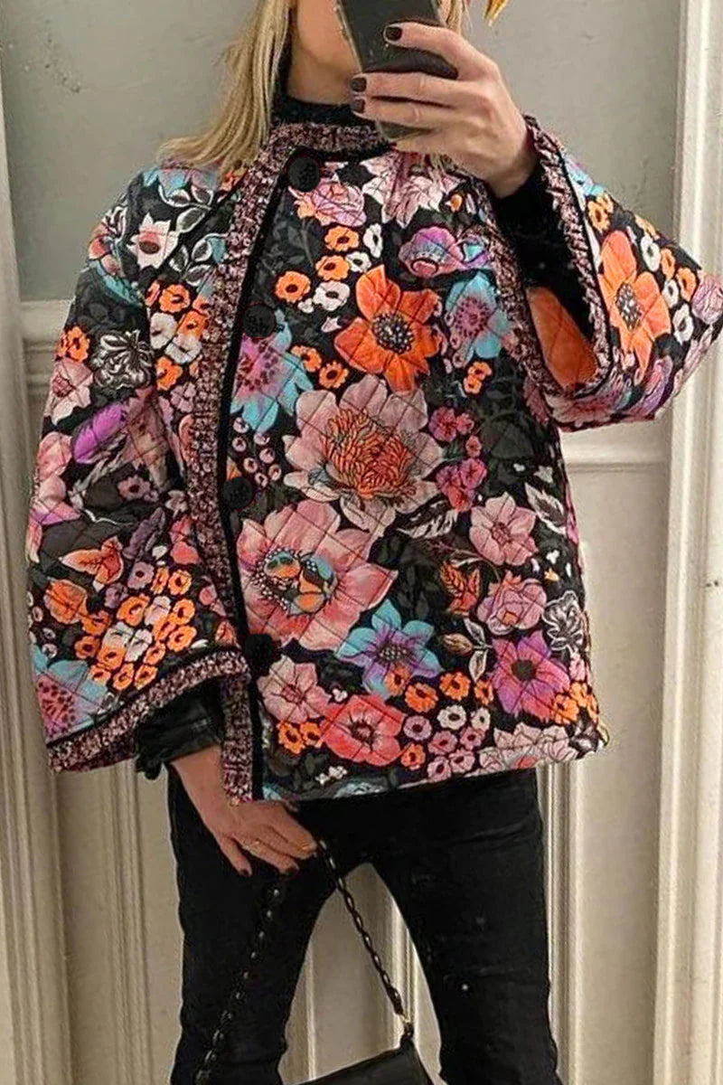 Floral Patchwork O Neck Outerwear H4570