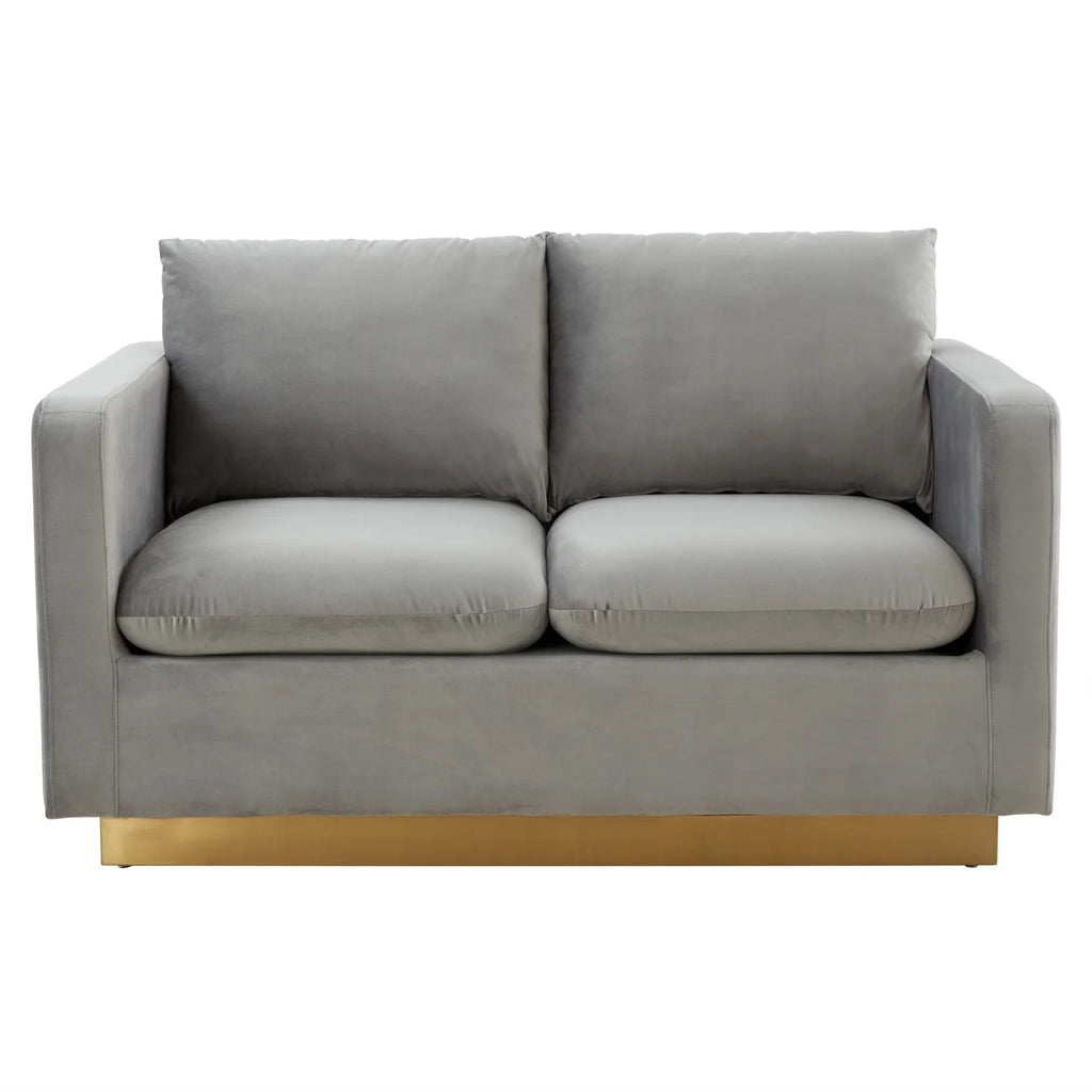 Upholstered Velvet Loveseat with Gold Frame I779