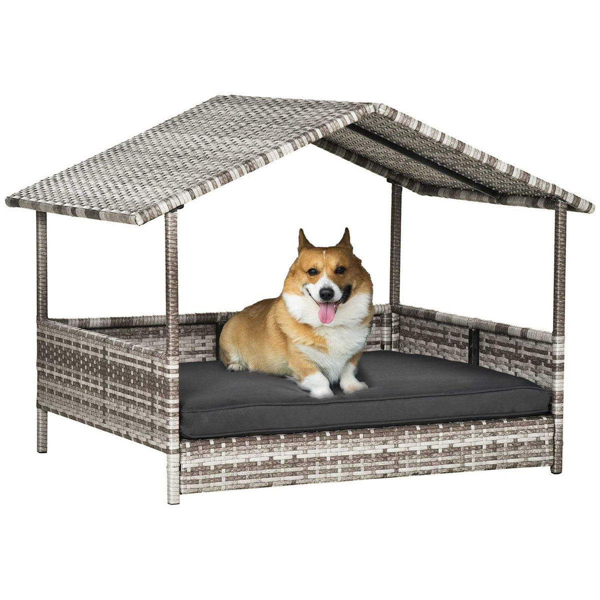 Wicker Elevated Dog House with Removable Cushion I339139