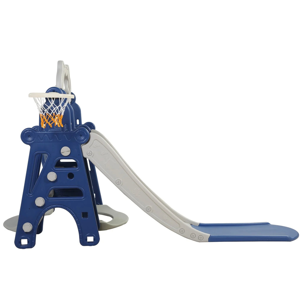 3 in 1 Kids Slide and Swing Set with Basketball Hoops T6429