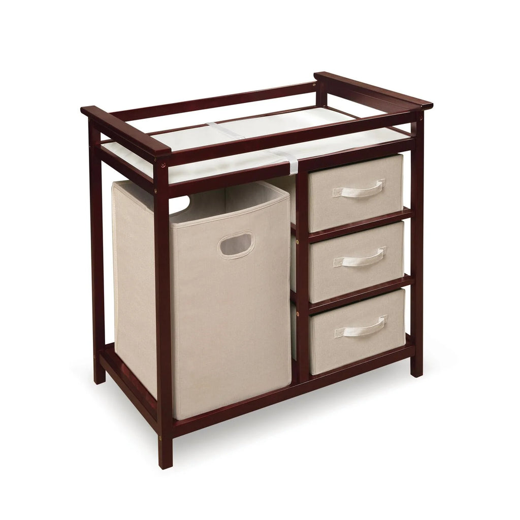 Cherry Changing Table with Three Baskets & Hamper Z6046