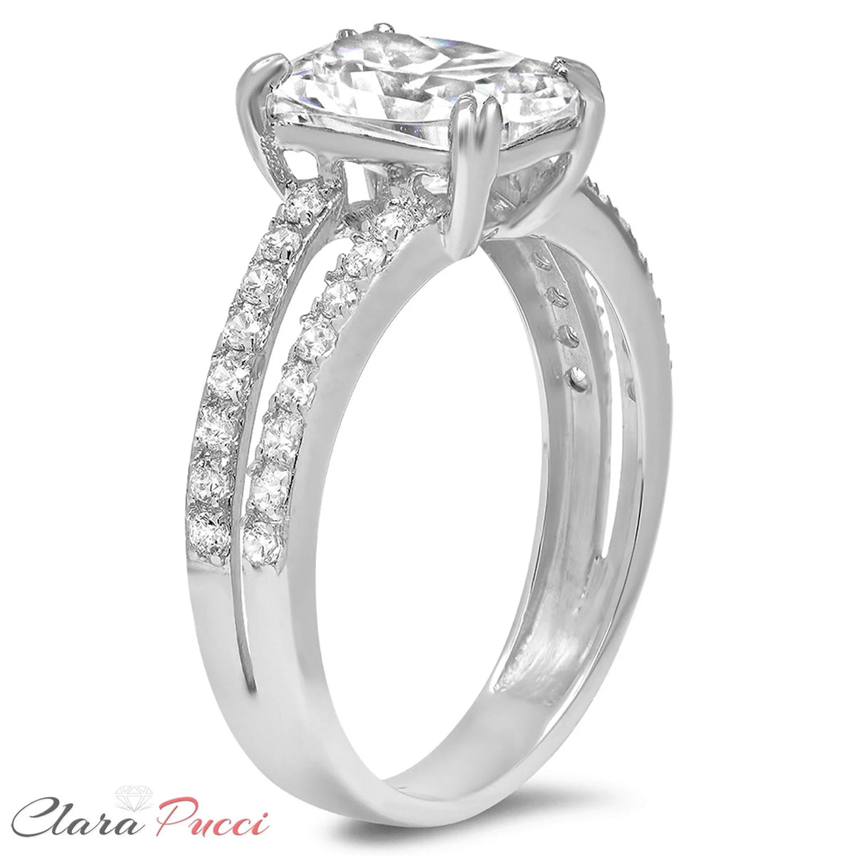 14K White Gold Cushion Cut Cultured Diamond Engagement Ring O153