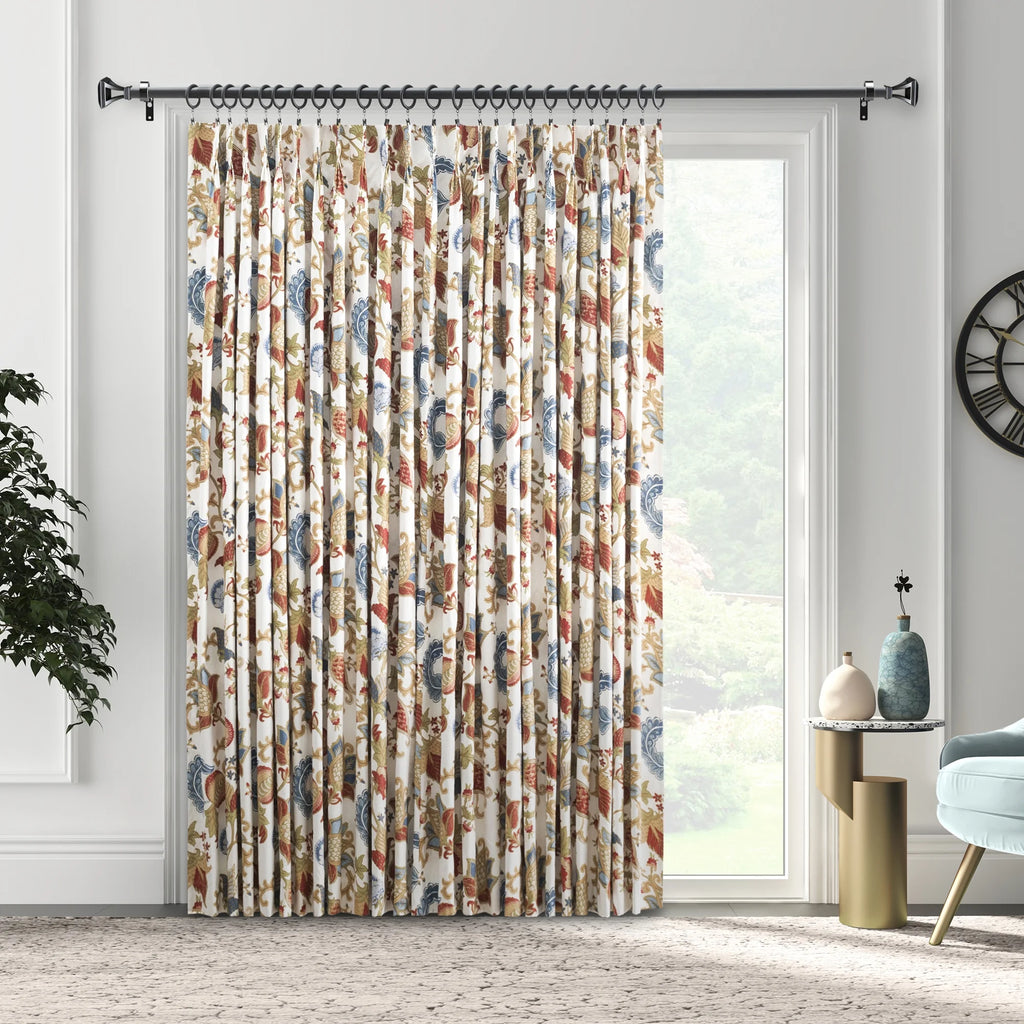 Multicolor Jacquard Pinch Pleat Curtain Panels P3496