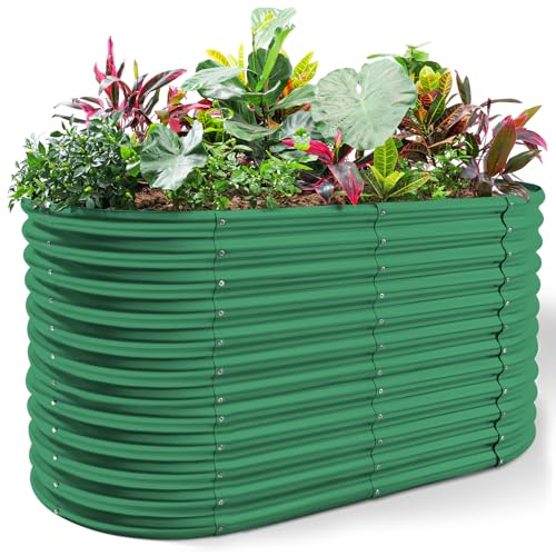 8x4x3ft Oval Galvanized Raised Garden Bed Y604