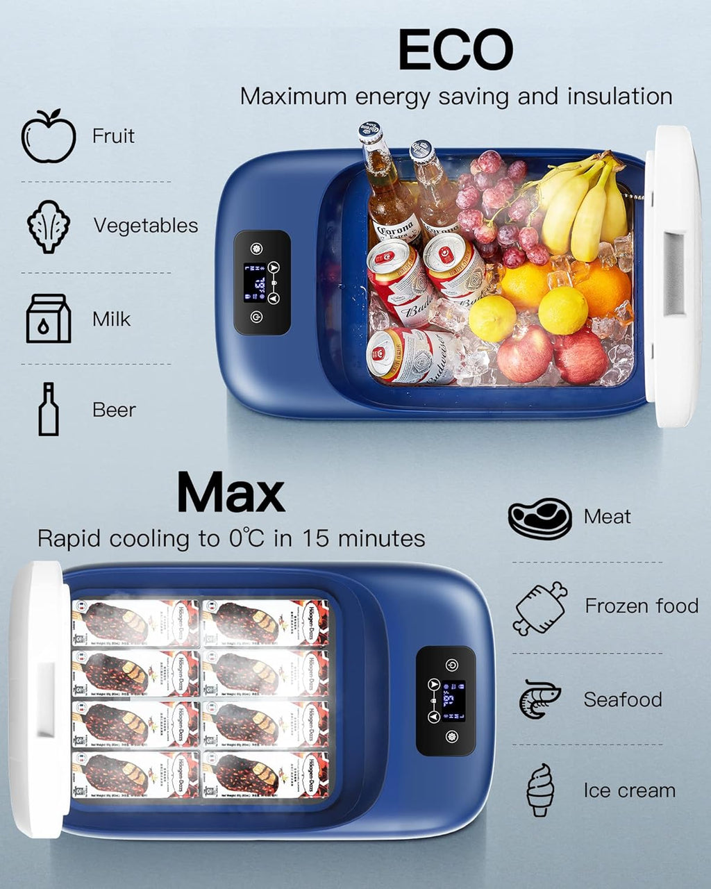 12 Volt 27 Quart Portable Car Refrigerator Freezer with APP Control T392443
