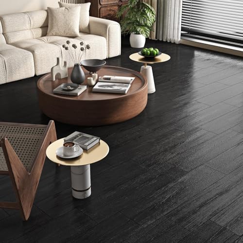 Black Peel and Stick Vinyl Floor Tile 18-Planks 6x36 O500
