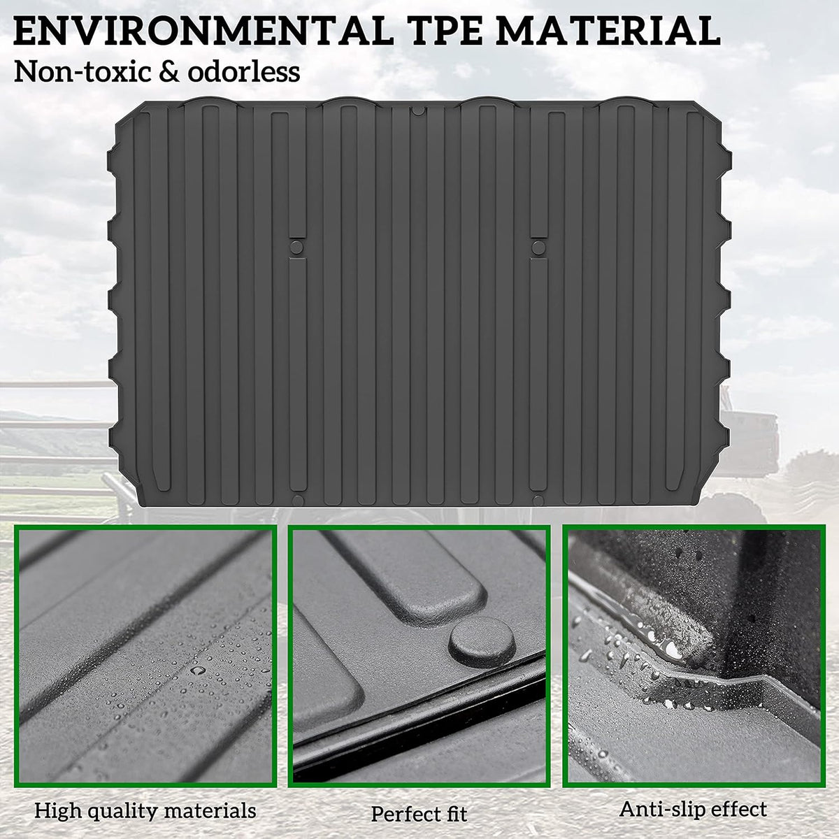 Rubber TPE Rear Cargo Bed Mat for Polaris Ranger XP 1000 Crew O151311