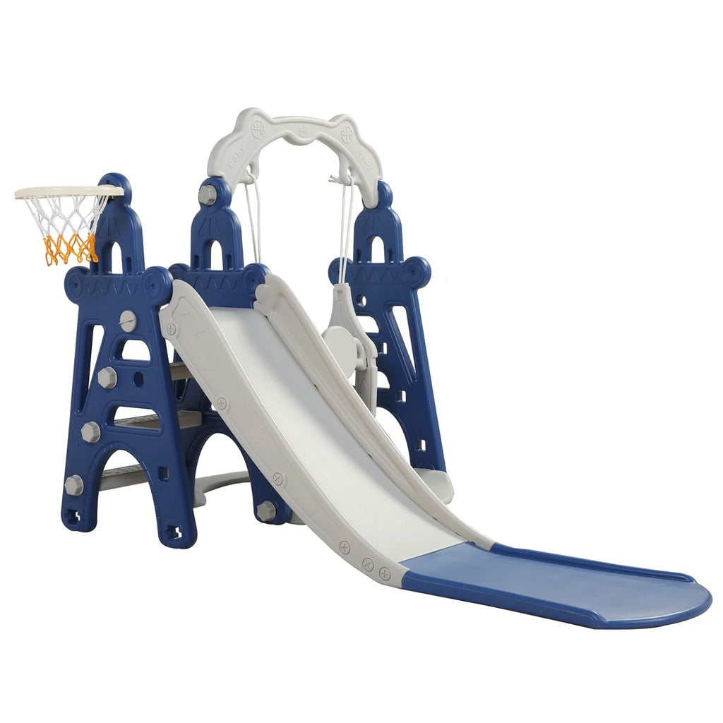 3 in 1 Kids Slide and Swing Set with Basketball Hoops T6429