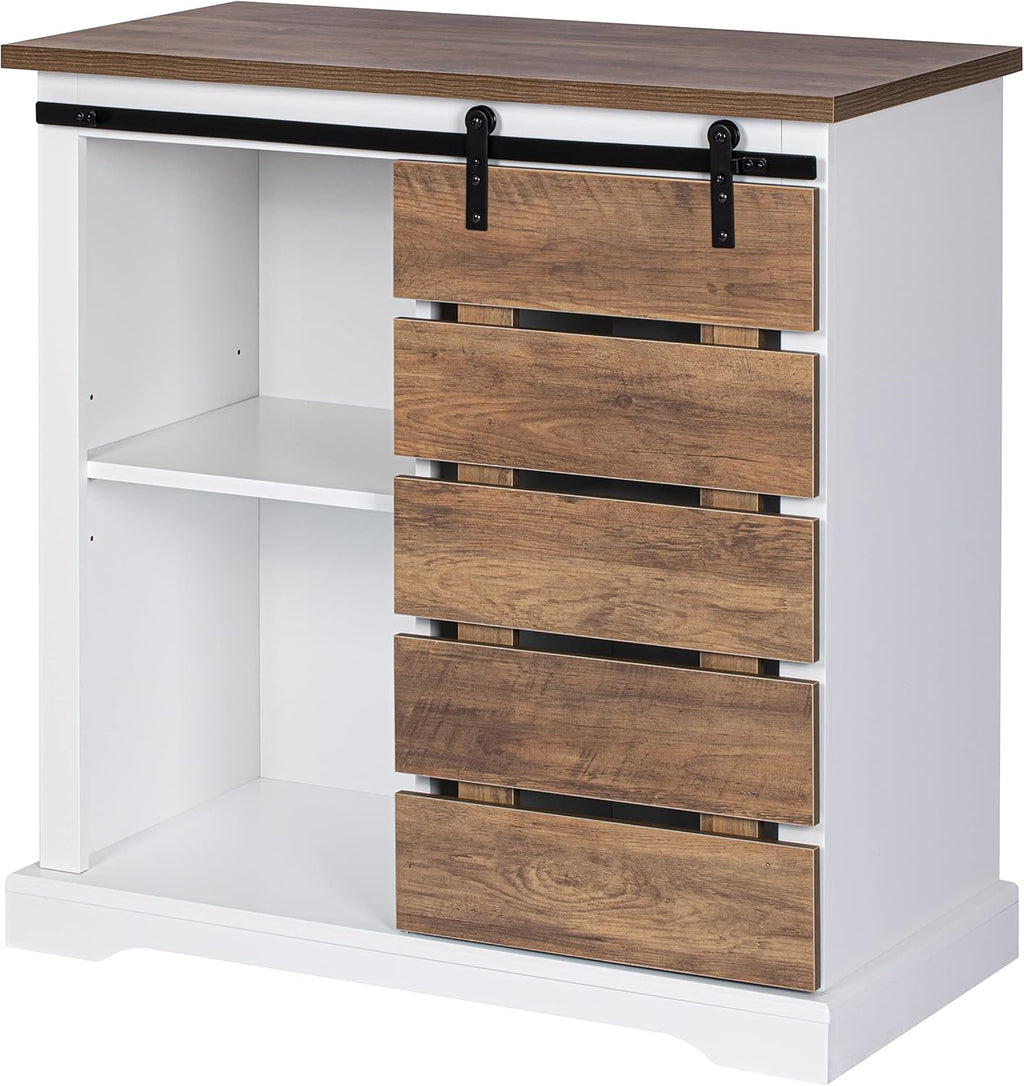 Farmhouse Sliding Slat Door Storage Console with Barn Door H9641