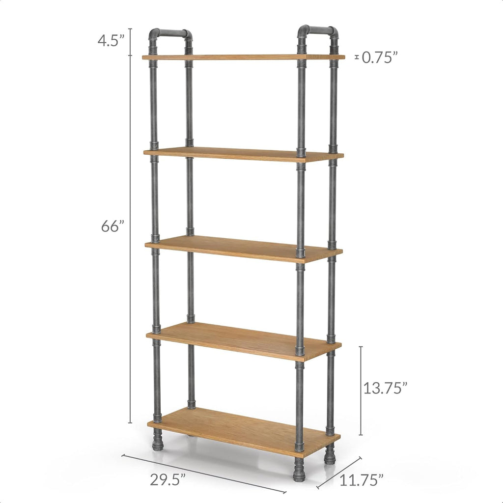5-Tier Solid Pine Open Wood Bookcase S538577