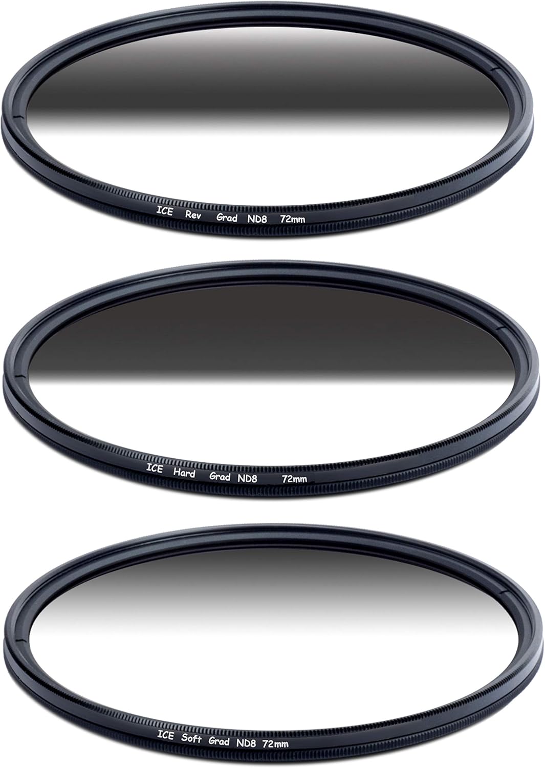 72mm Reverse Hard Soft ND8 Neutral Density ND 72 3 Stop Optical Glass Filter D3590